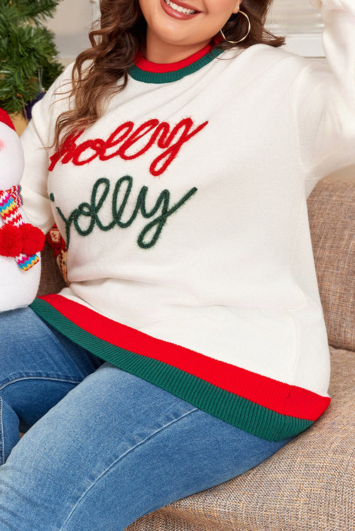 ELITE CASA Plus Size Christmas Holly Jolly Sweater