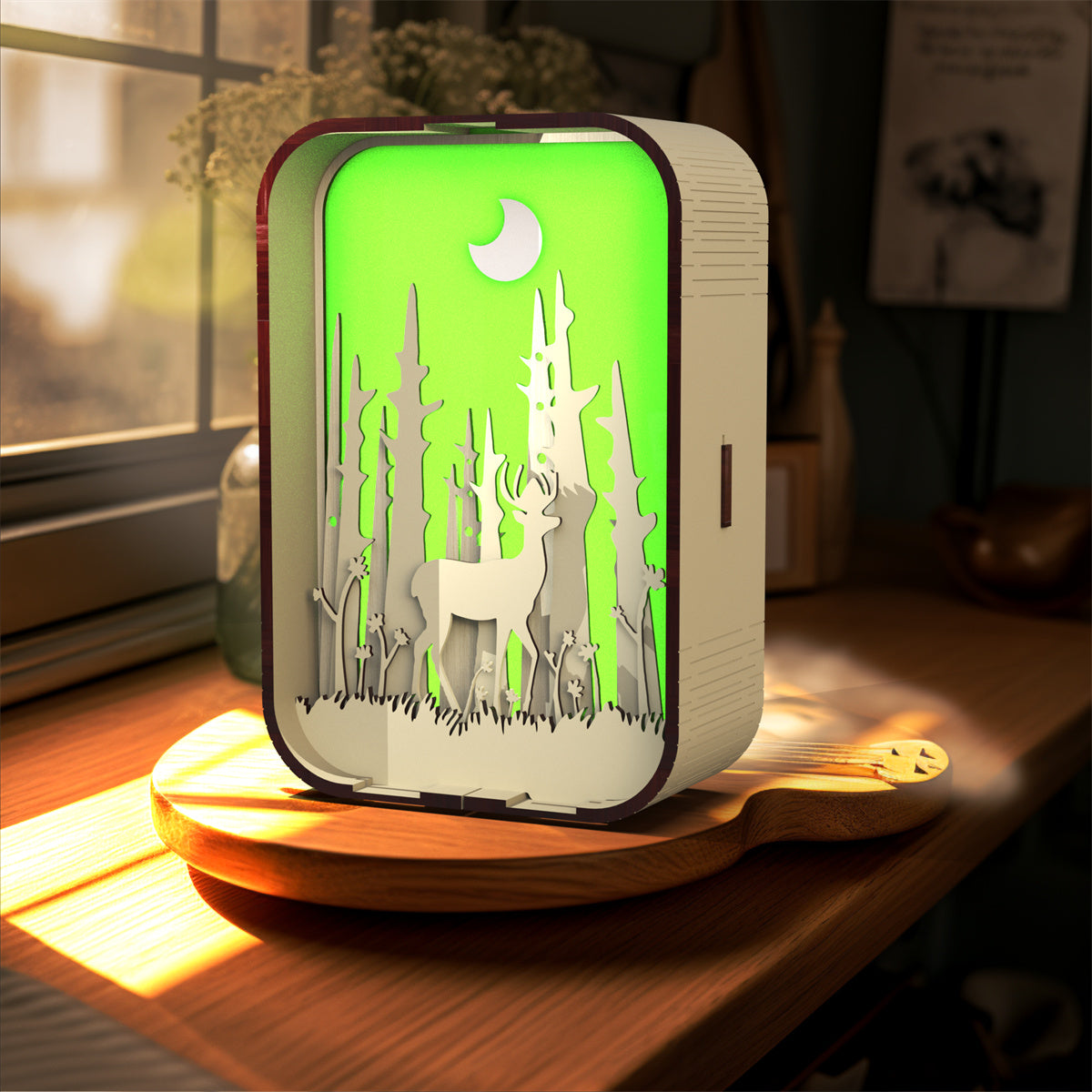 Handcrafted Wooden Lamp Simple Design Bedside Light Home Decor Gift