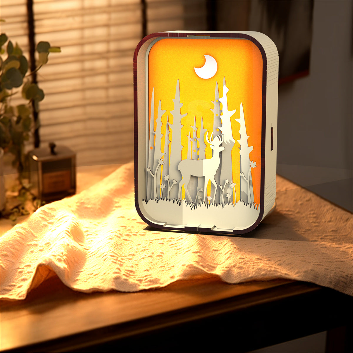 Handcrafted Wooden Lamp Simple Design Bedside Light Home Decor Gift