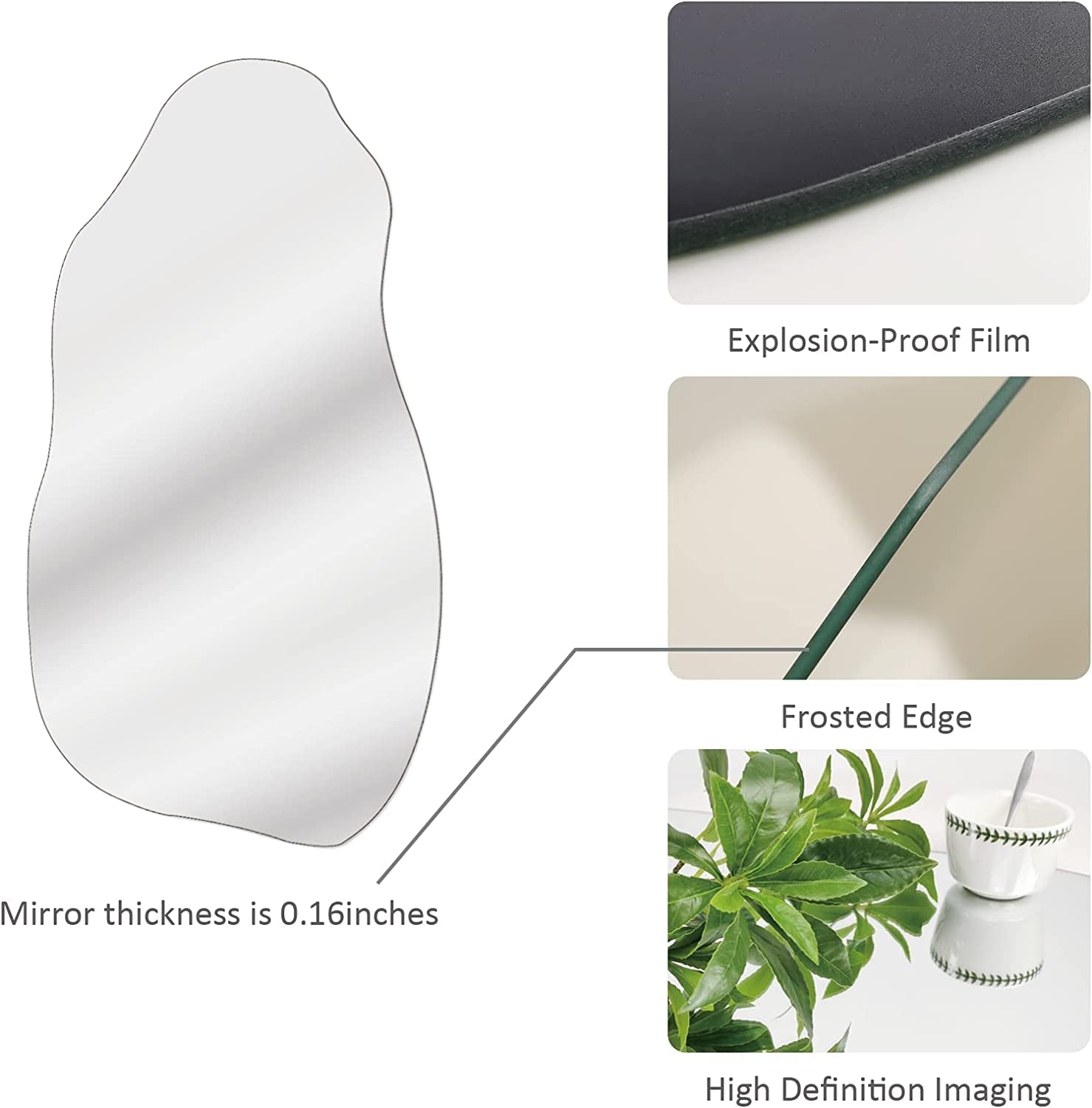 Irregular Asymmetrical Decorative Wall Mirror 31.5 x 17.7