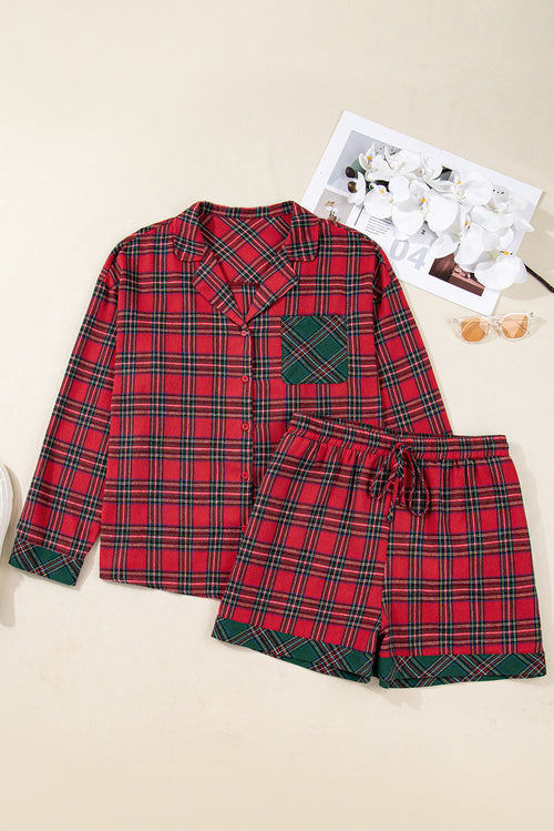 ELITE CASA Plus Size Christmas Plaid Pajama Set