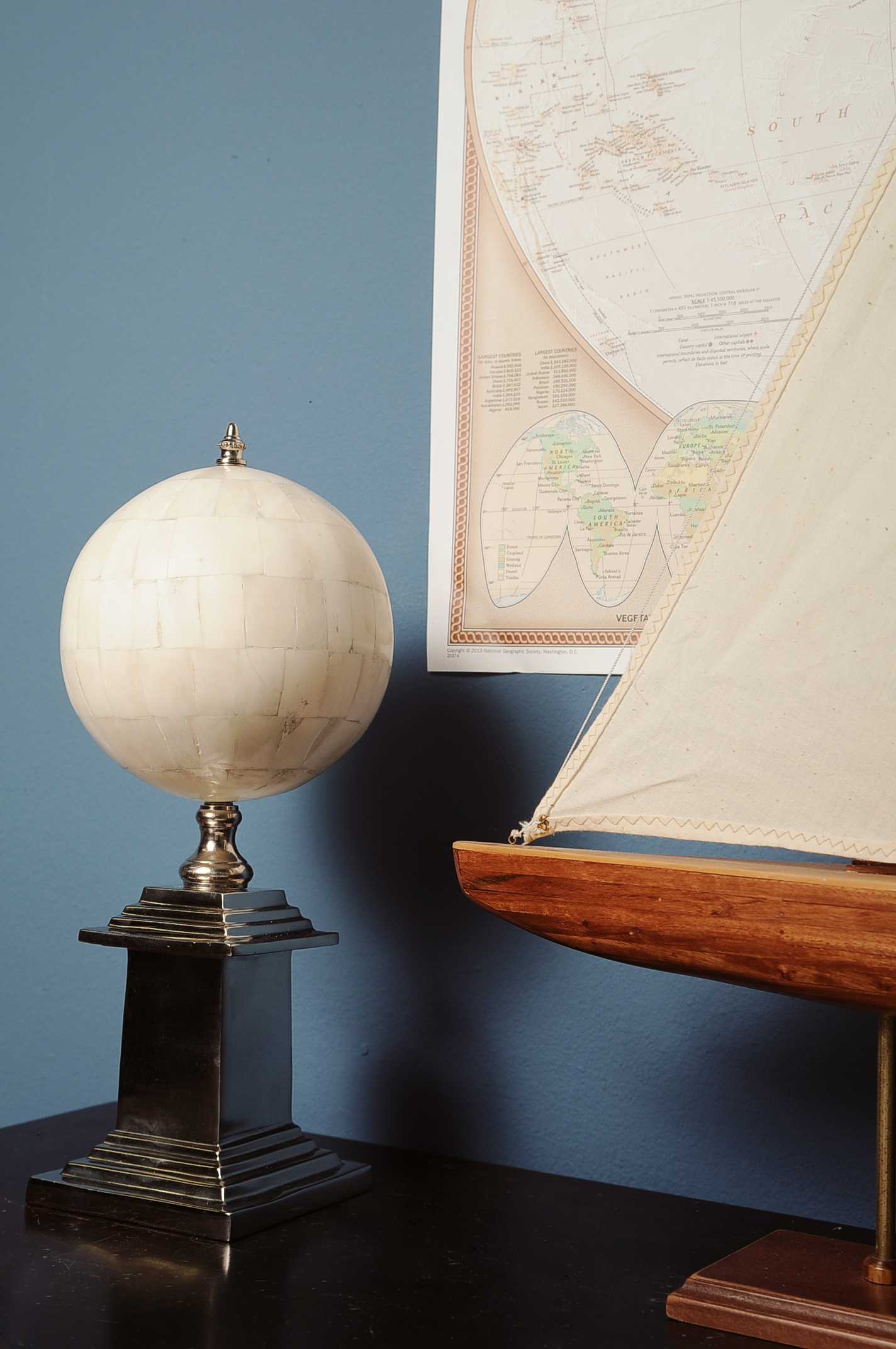 6.5inches x 6.5inches x 14.5inches Bone Globe With Alluminum Base
