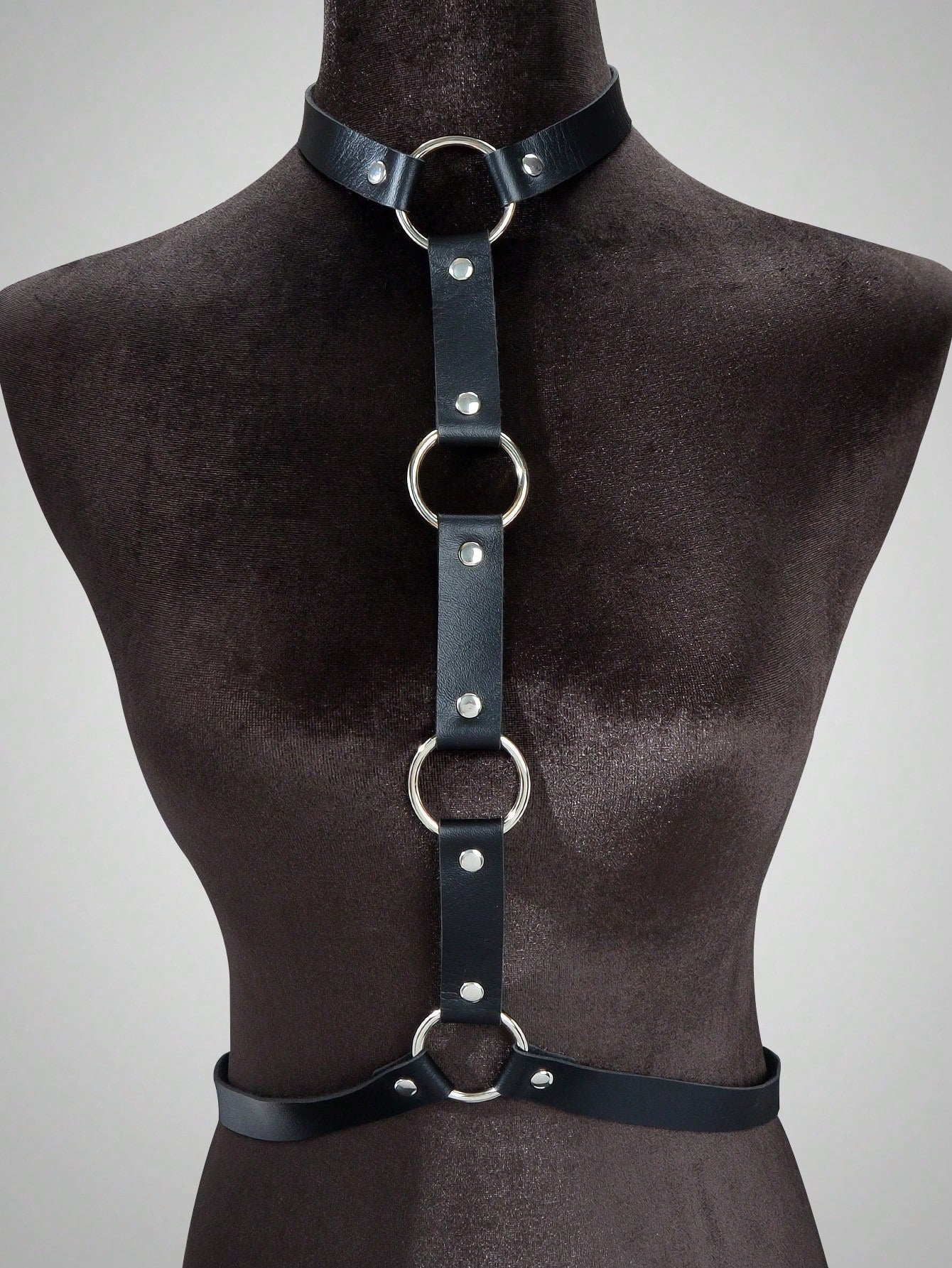 Punk Black PU Leather Body Belly Harness Waist Chain Rave Adjustable