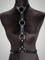 Punk Black PU Leather Body Belly Harness Waist Chain Rave Adjustable