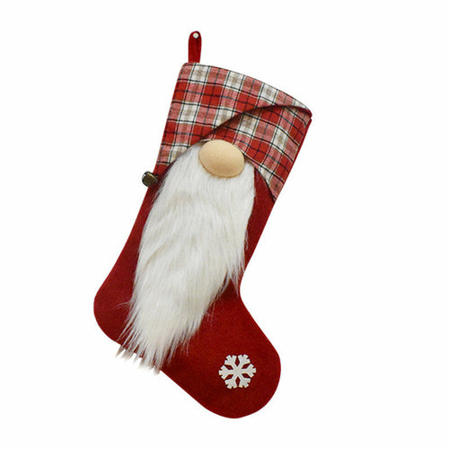 ELITE CASA Christmas stocking with Santa design for tree and fireplace decoration