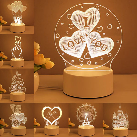 3D Lamp Acrylic USB LED Night Lights Neon Sign Lamp Xmas Home