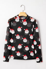 ELITE CASA Santa Mesh Christmas Top
