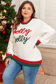 ELITE CASA Plus Size Christmas Holly Jolly Sweater