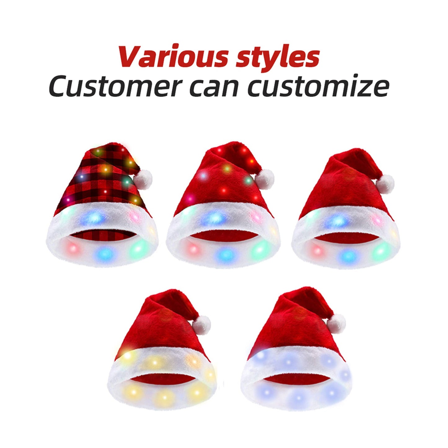 ELITE CASA Glowing Santa Hat 2-Pack