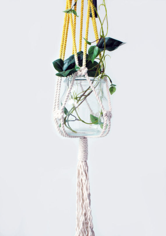 ELITE CASA Hand-Dyed Macrame Hanging Planter