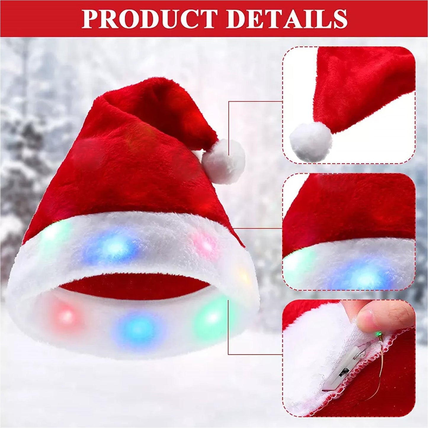 ELITE CASA Glowing Santa Hat 2-Pack
